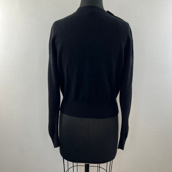 LEWIT Black Cashmere Blend Snap Detail Long Sleeve Crew Pullover Sweater Size XS - Picture 8 of 11